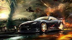 обои погоня за Nissan GT-R