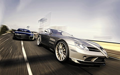 обои Mercedes SLR vs Audi R8