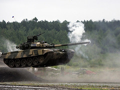 обои Т-90, прыжок, полет