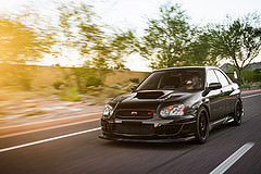 обои черная Subaru Impreza WRX STI
