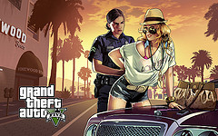 обои GTA V, полицейский, блондинка