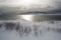 Снег, река, небо